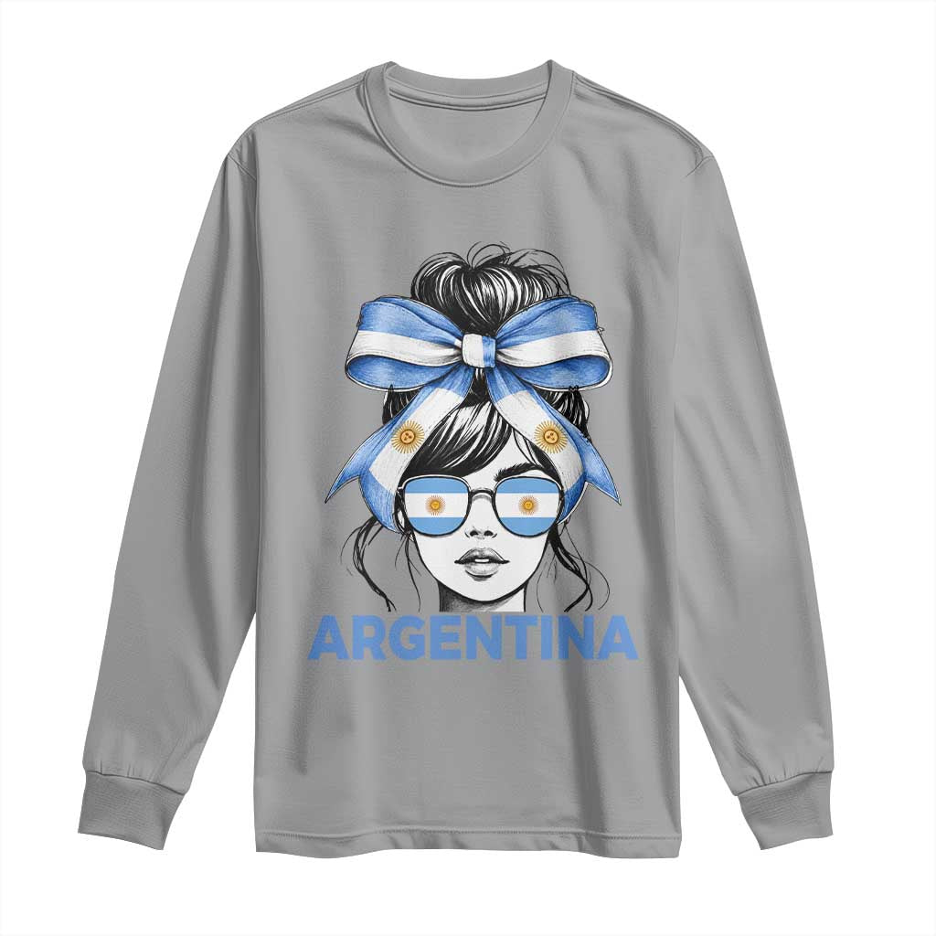 Messy Bun Argentina Pride Argentinian Girl Long Sleeve Shirt