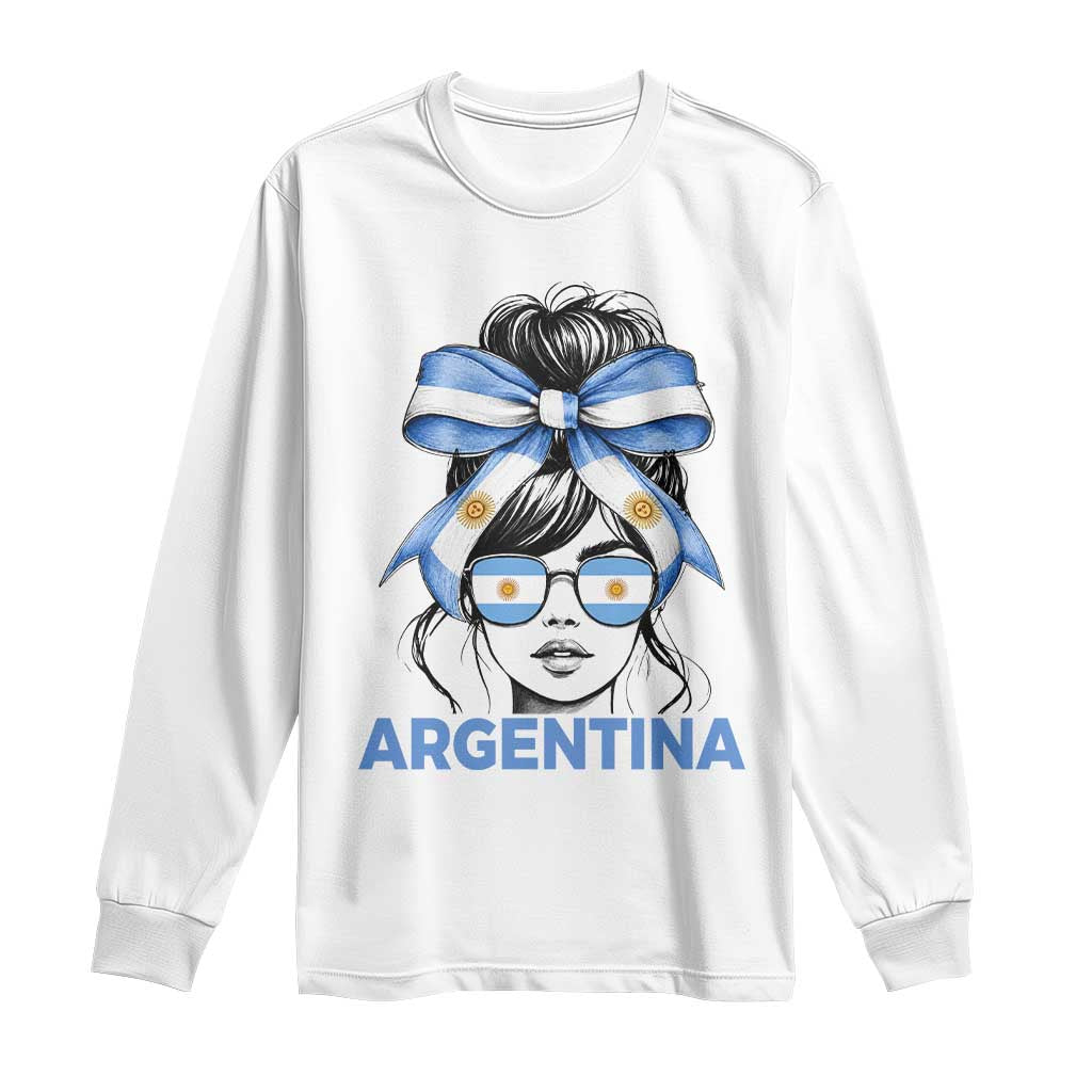 Messy Bun Argentina Pride Argentinian Girl Long Sleeve Shirt