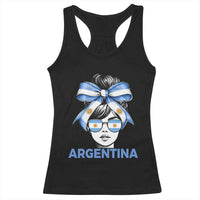 Messy Bun Argentina Pride Argentinian Girl Racerback Tank Top