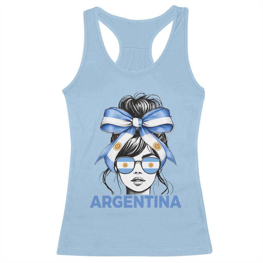 Messy Bun Argentina Pride Argentinian Girl Racerback Tank Top