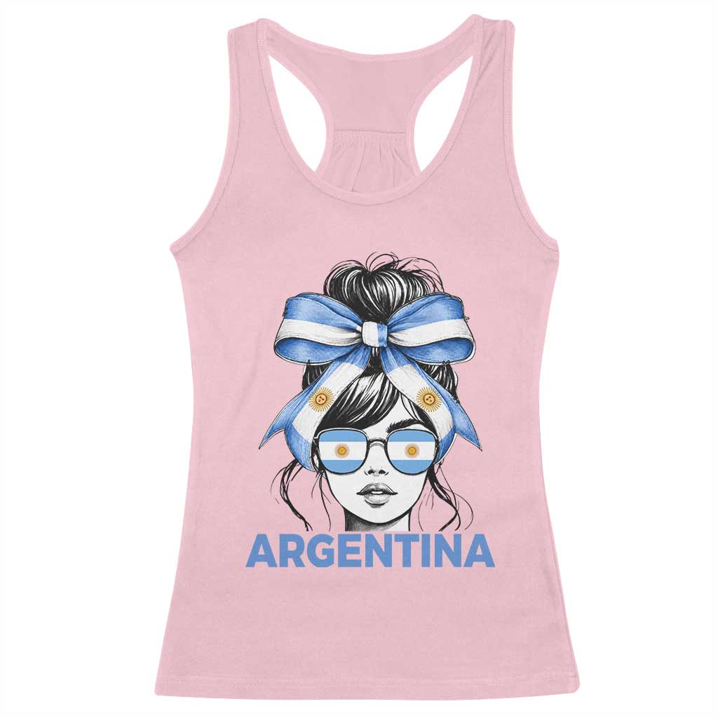 Messy Bun Argentina Pride Argentinian Girl Racerback Tank Top