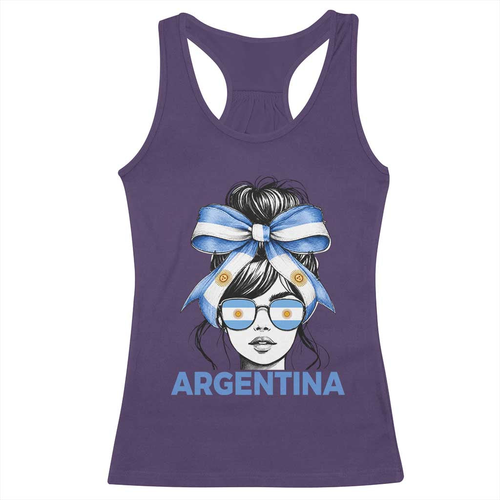 Messy Bun Argentina Pride Argentinian Girl Racerback Tank Top