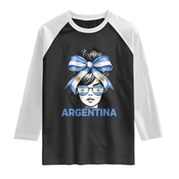 Messy Bun Argentina Pride Argentinian Girl Raglan Shirt
