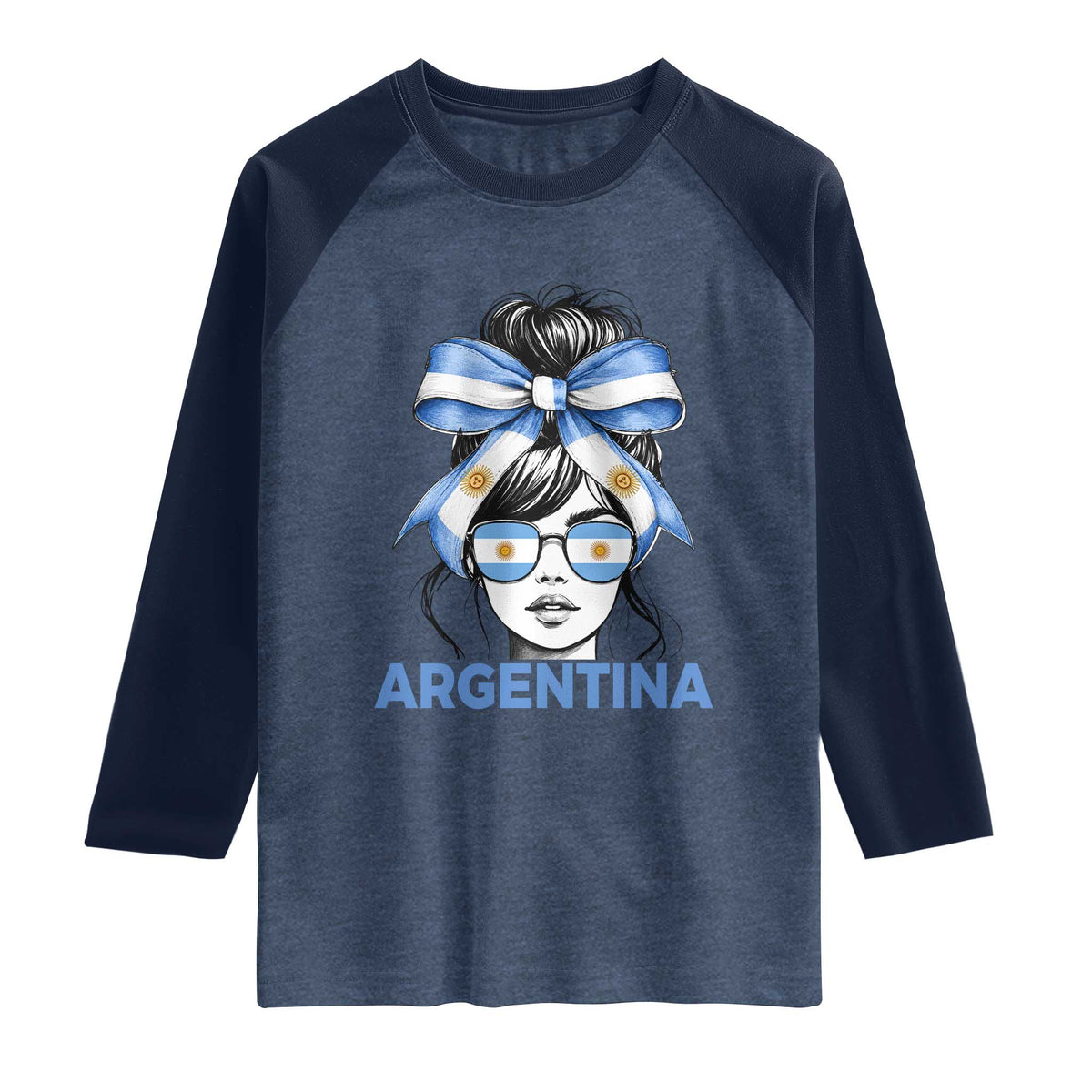 Messy Bun Argentina Pride Argentinian Girl Raglan Shirt