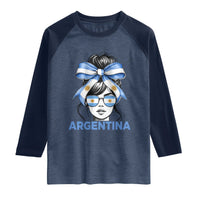 Messy Bun Argentina Pride Argentinian Girl Raglan Shirt