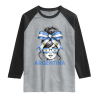 Messy Bun Argentina Pride Argentinian Girl Raglan Shirt
