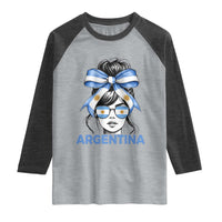 Messy Bun Argentina Pride Argentinian Girl Raglan Shirt