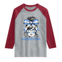 Messy Bun Argentina Pride Argentinian Girl Raglan Shirt