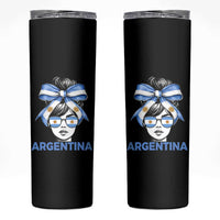 Messy Bun Argentina Pride Argentinian Girl Skinny Tumbler