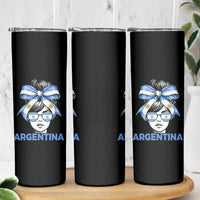 Messy Bun Argentina Pride Argentinian Girl Skinny Tumbler