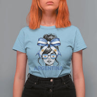 Messy Bun Argentina Pride Argentinian Girl T Shirt For Women
