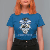 Messy Bun Argentina Pride Argentinian Girl T Shirt For Women