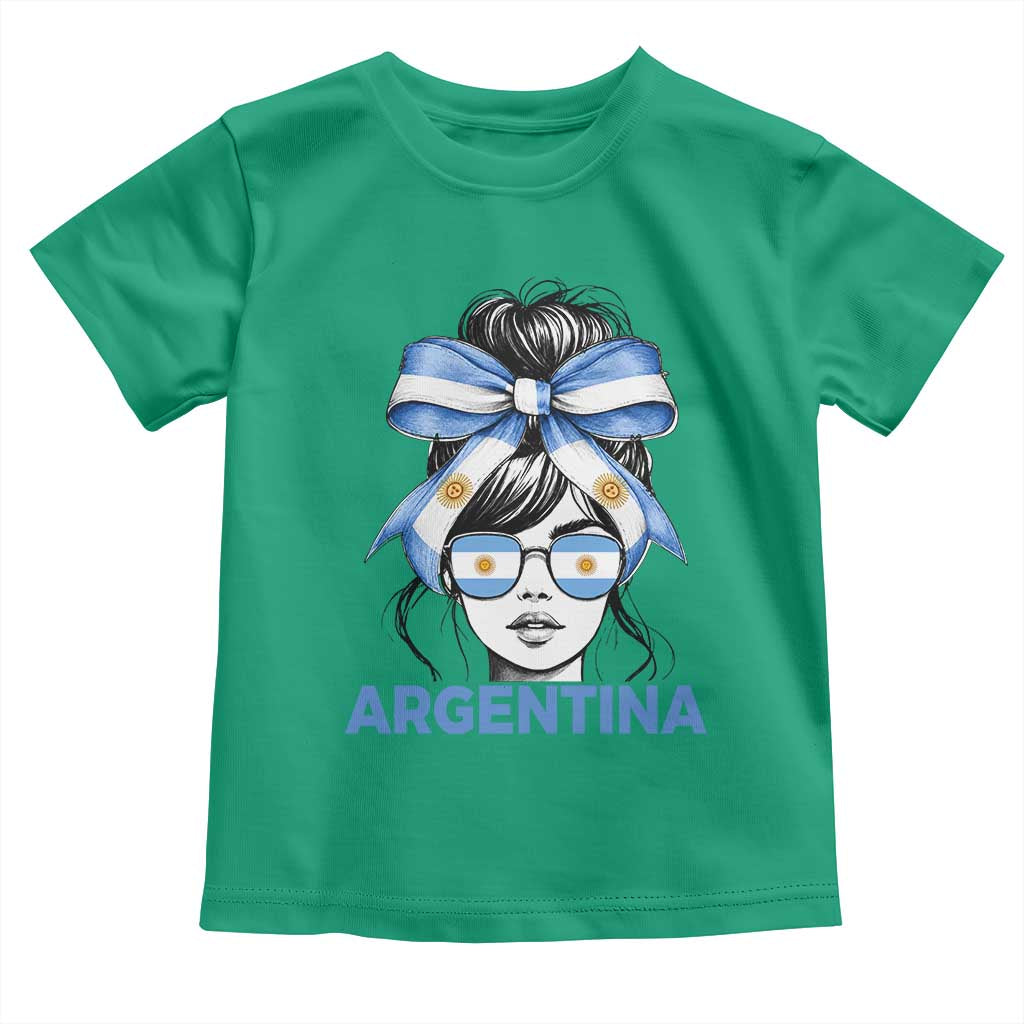 Messy Bun Argentina Pride Argentinian Girl Toddler T Shirt