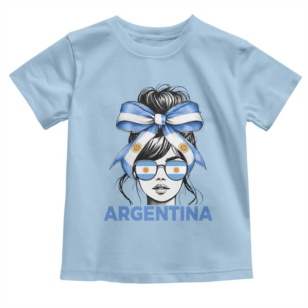 Messy Bun Argentina Pride Argentinian Girl Toddler T Shirt
