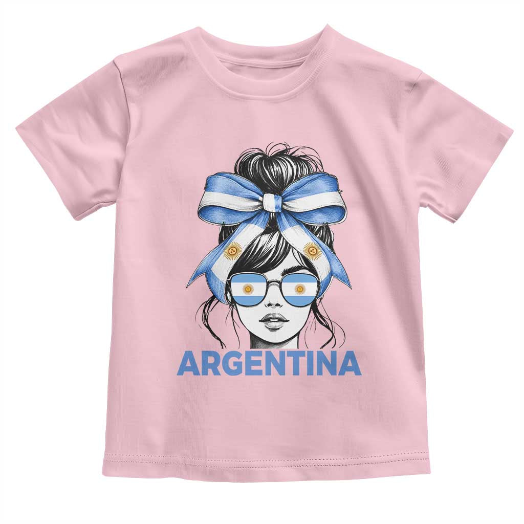 Messy Bun Argentina Pride Argentinian Girl Toddler T Shirt