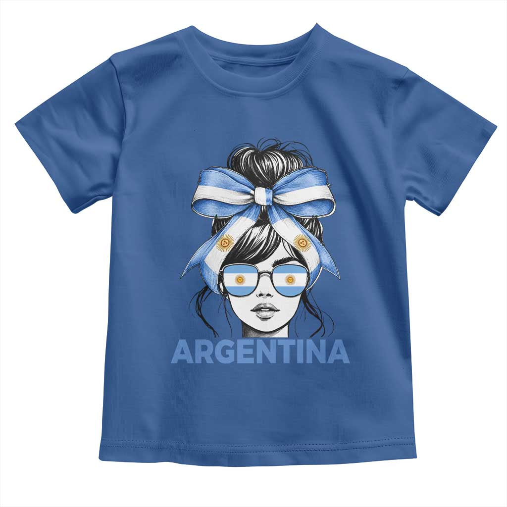 Messy Bun Argentina Pride Argentinian Girl Toddler T Shirt
