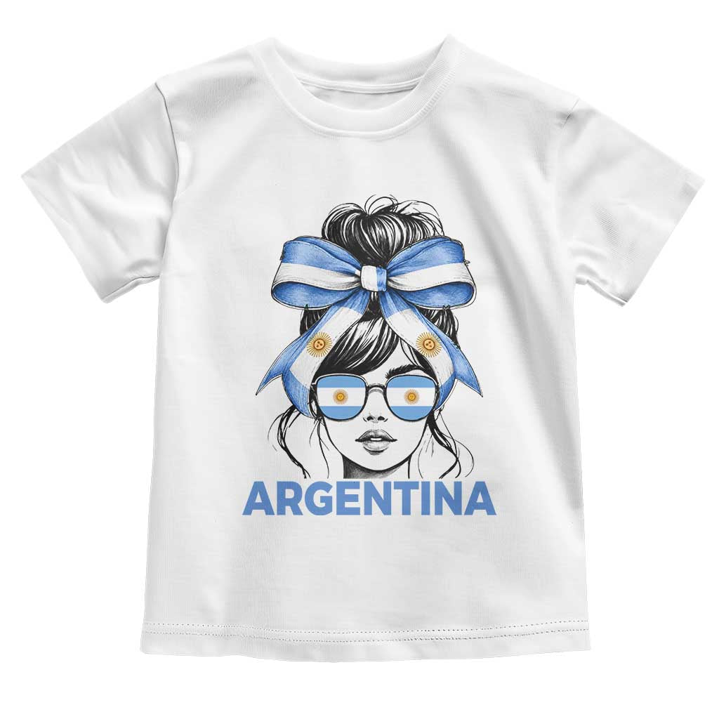 Messy Bun Argentina Pride Argentinian Girl Toddler T Shirt