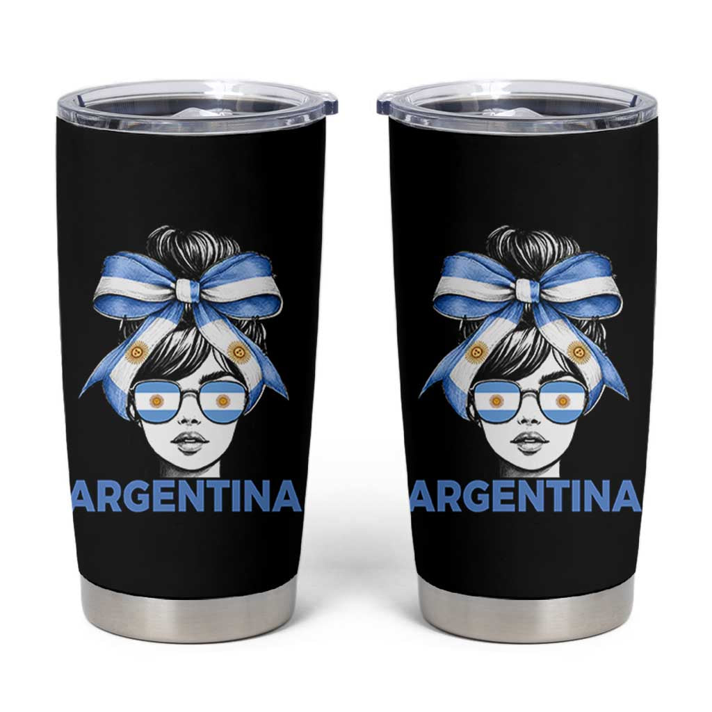 Messy Bun Argentina Pride Argentinian Girl Tumbler Cup