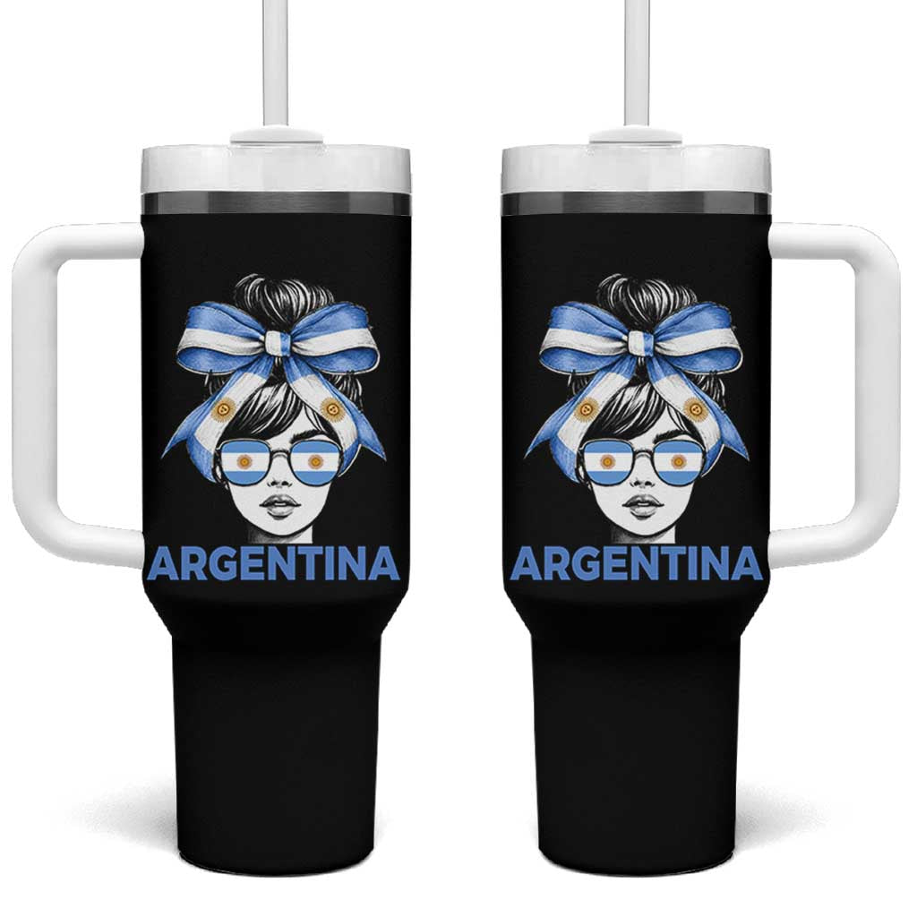 Messy Bun Argentina Pride Argentinian Girl Tumbler With Handle