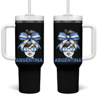 Messy Bun Argentina Pride Argentinian Girl Tumbler With Handle