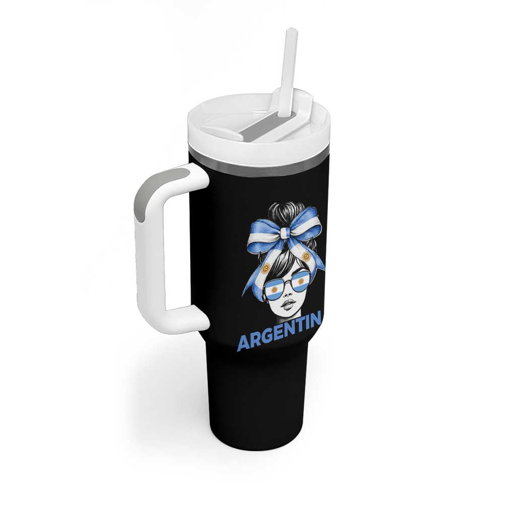Messy Bun Argentina Pride Argentinian Girl Tumbler With Handle