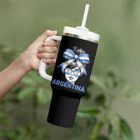 Messy Bun Argentina Pride Argentinian Girl Tumbler With Handle
