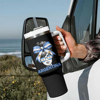 Messy Bun Argentina Pride Argentinian Girl Tumbler With Handle
