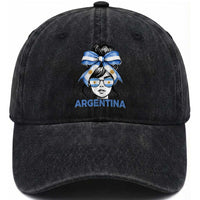 Messy Bun Argentina Pride Argentinian Girl Washed Cotton Baseball Cap