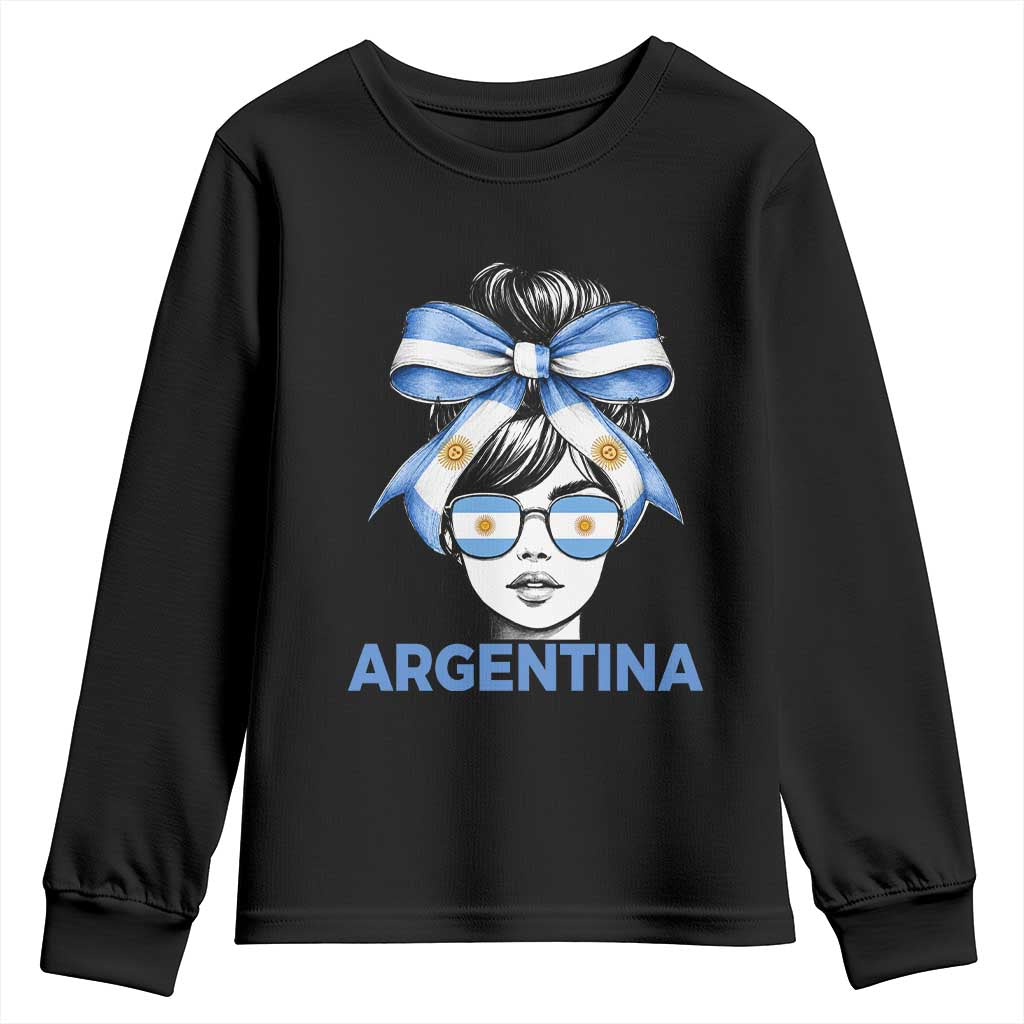 Messy Bun Argentina Pride Argentinian Girl Youth Sweatshirt