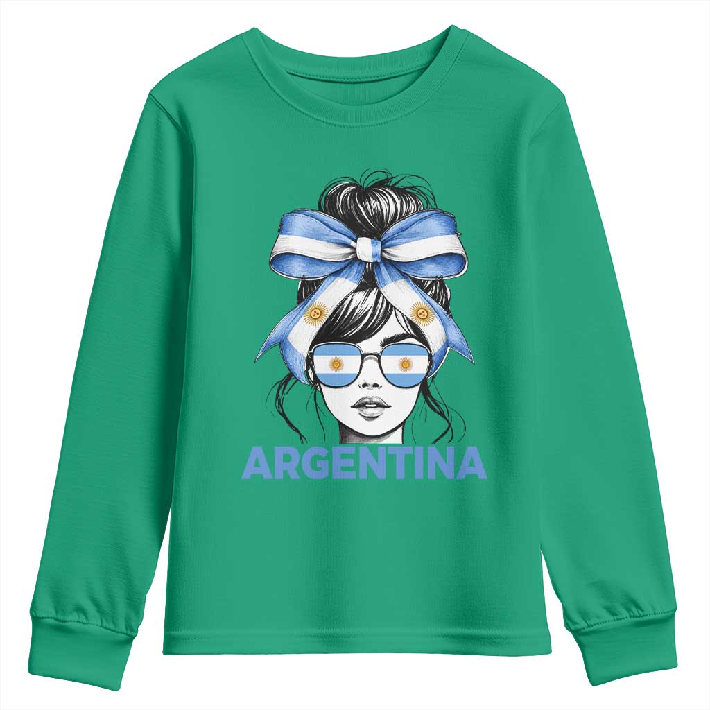 Messy Bun Argentina Pride Argentinian Girl Youth Sweatshirt