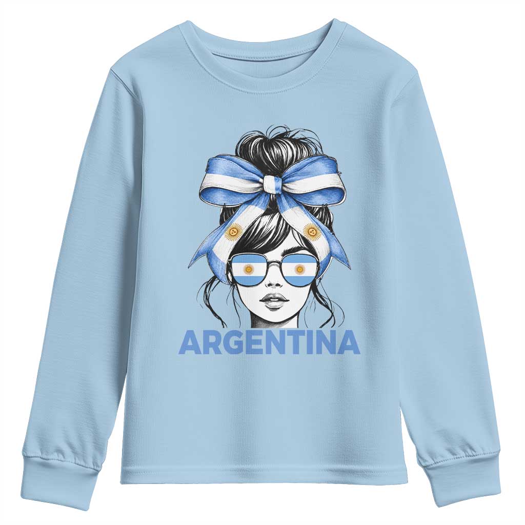 Messy Bun Argentina Pride Argentinian Girl Youth Sweatshirt