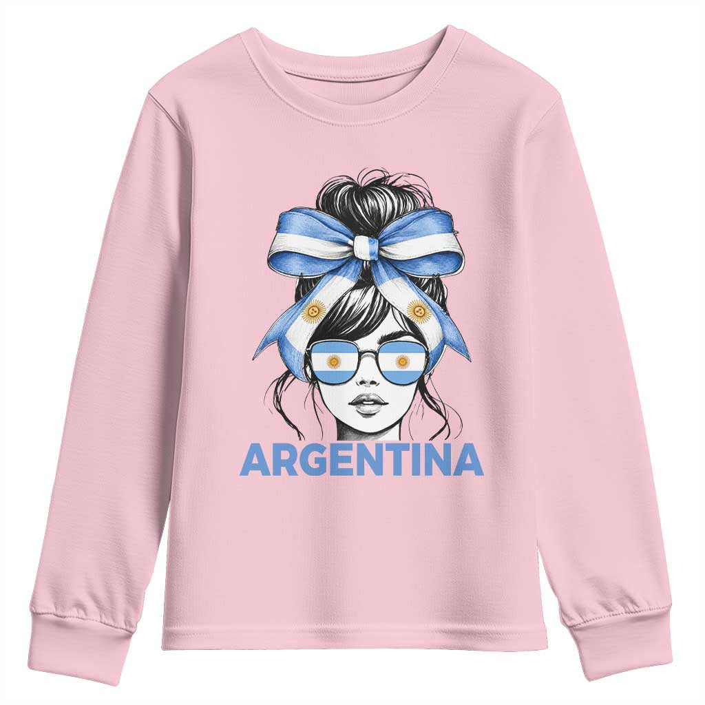 Messy Bun Argentina Pride Argentinian Girl Youth Sweatshirt