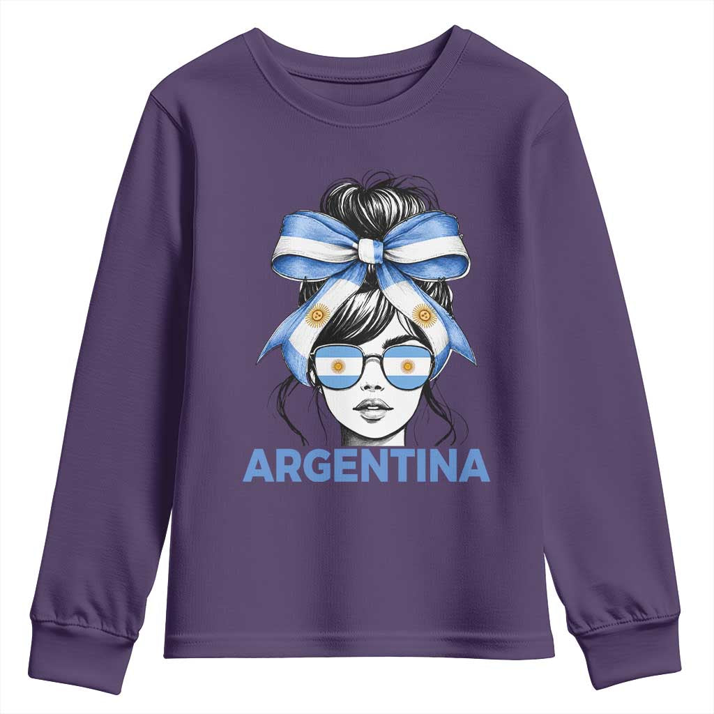 Messy Bun Argentina Pride Argentinian Girl Youth Sweatshirt