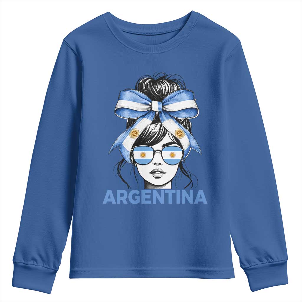 Messy Bun Argentina Pride Argentinian Girl Youth Sweatshirt