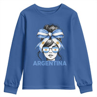 Messy Bun Argentina Pride Argentinian Girl Youth Sweatshirt