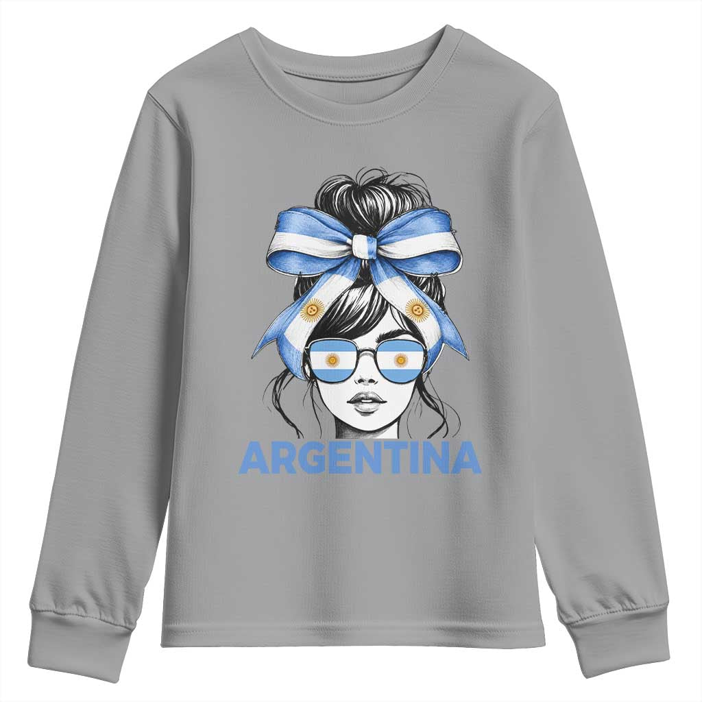 Messy Bun Argentina Pride Argentinian Girl Youth Sweatshirt