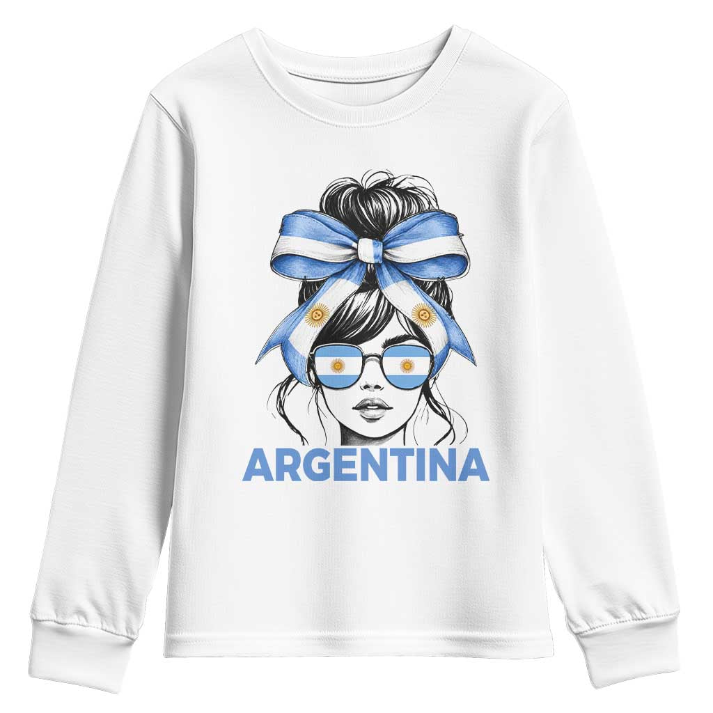 Messy Bun Argentina Pride Argentinian Girl Youth Sweatshirt