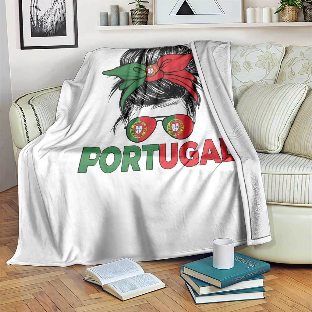 Portugal Messy Bun Girl Pride Portuguese Roots Throw Blanket