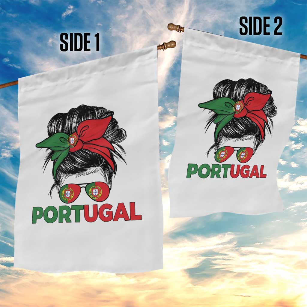 Portugal Messy Bun Girl Pride Portuguese Roots Garden Flag