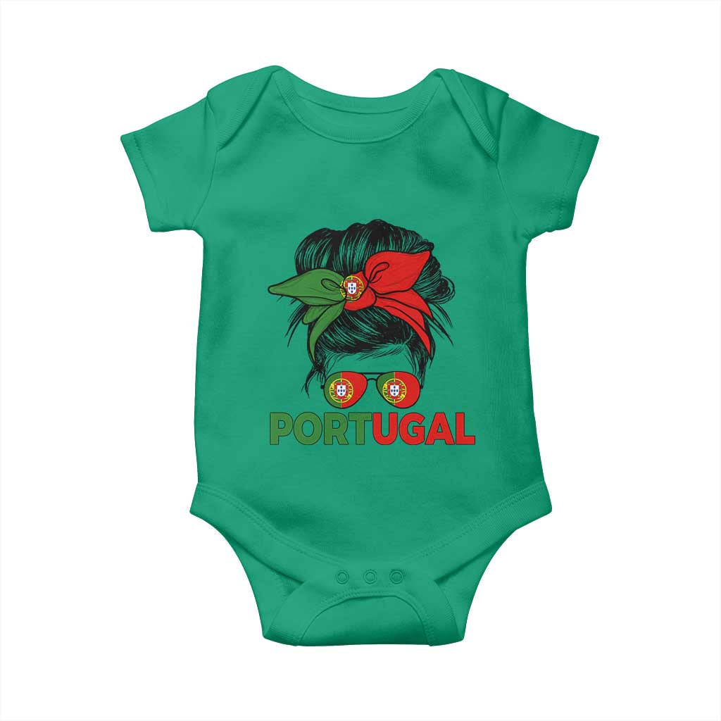 Portugal Messy Bun Girl Pride Portuguese Roots Baby Onesie