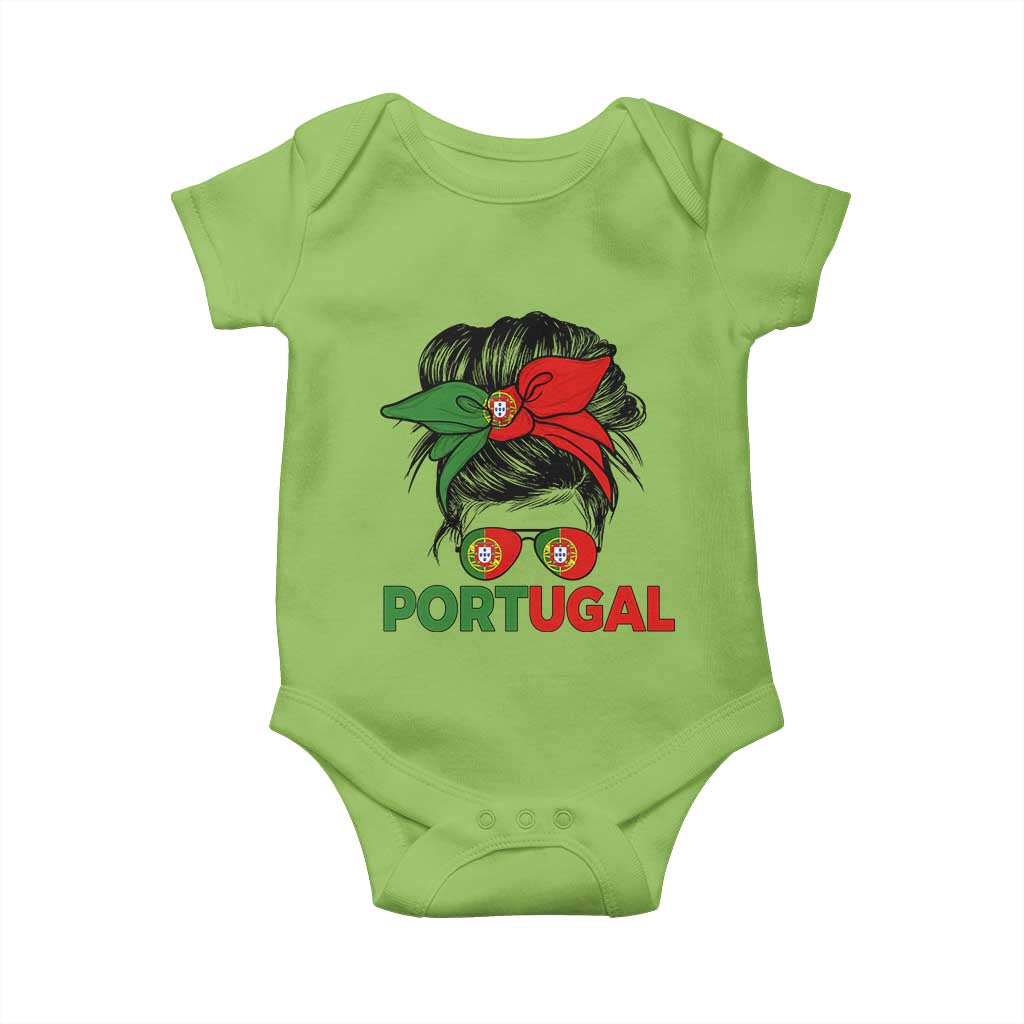 Portugal Messy Bun Girl Pride Portuguese Roots Baby Onesie