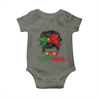 Portugal Messy Bun Girl Pride Portuguese Roots Baby Onesie