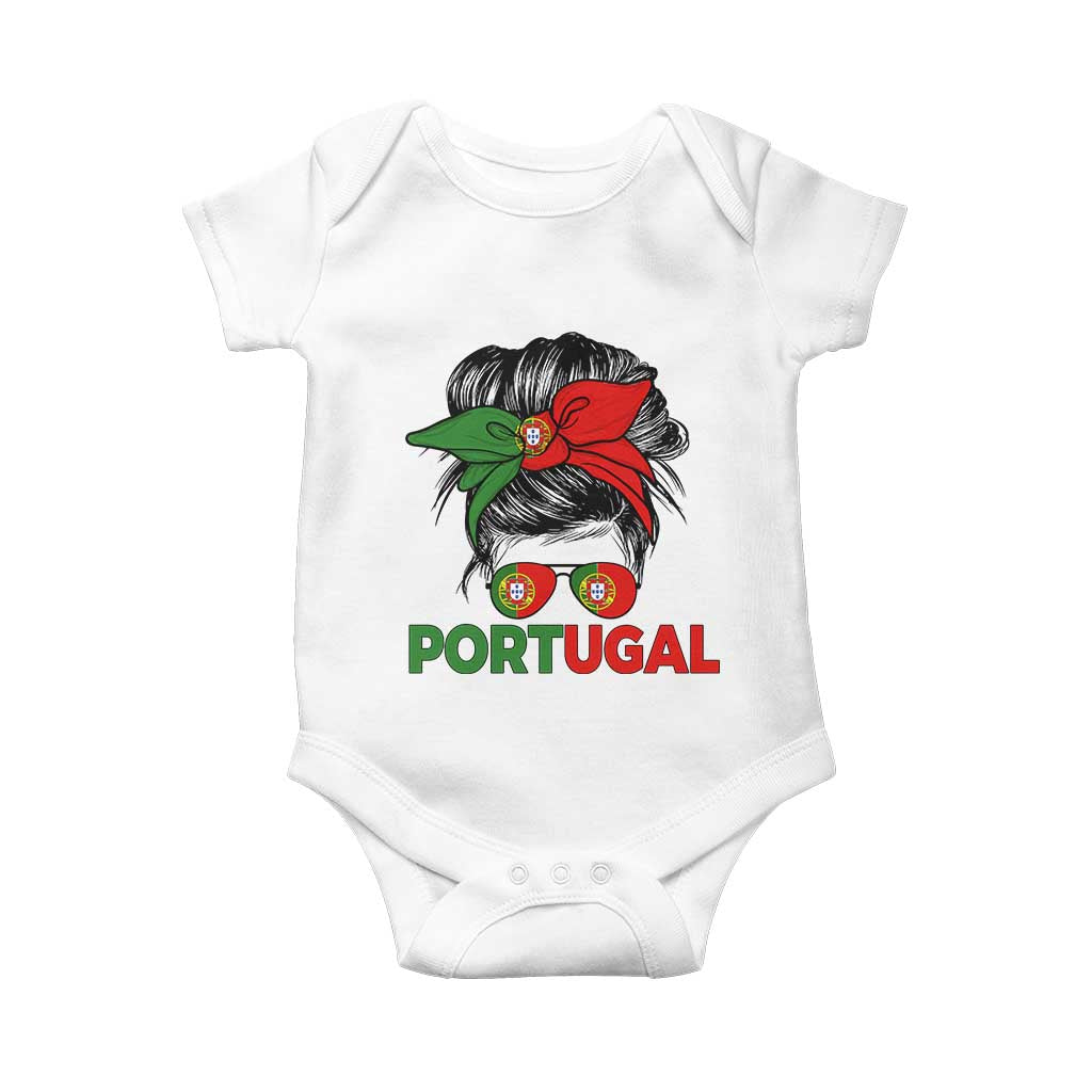 Portugal Messy Bun Girl Pride Portuguese Roots Baby Onesie