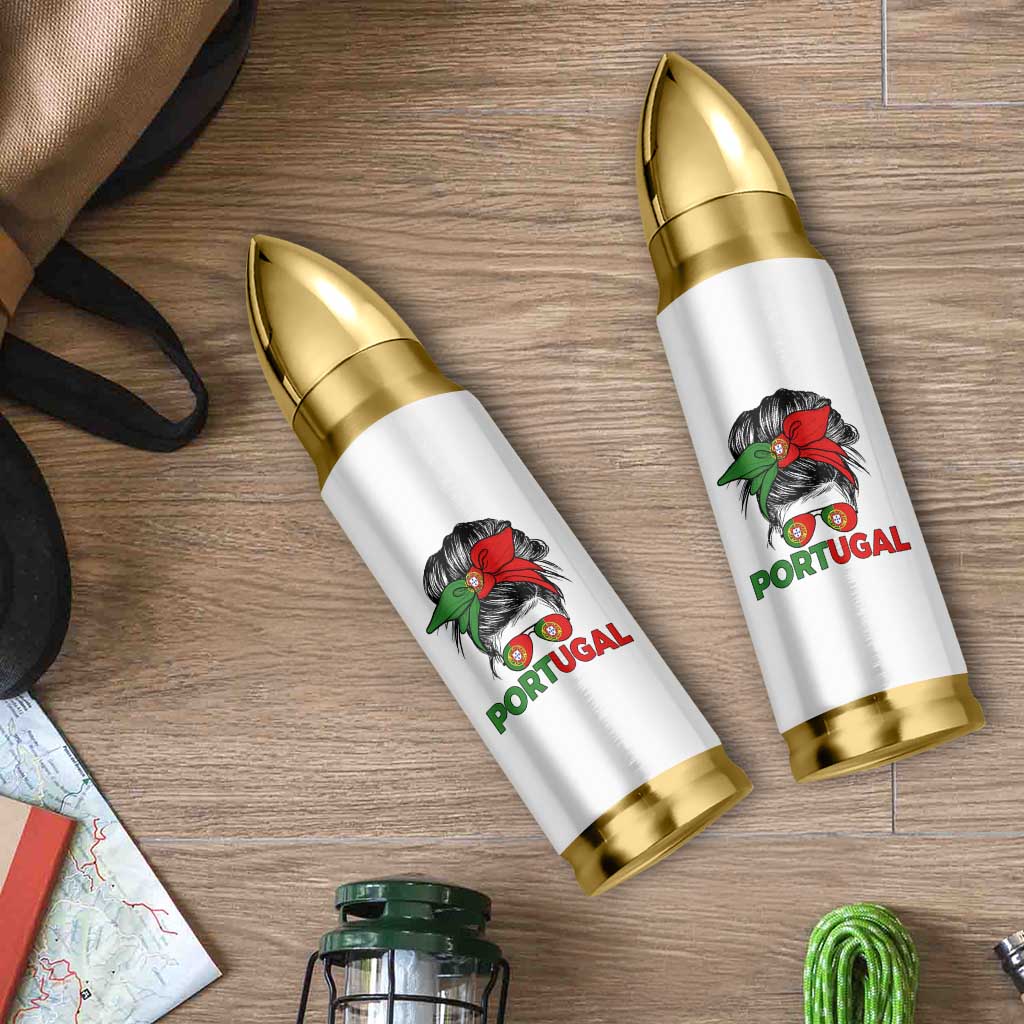 Portugal Messy Bun Girl Pride Portuguese Roots Bullet Tumbler