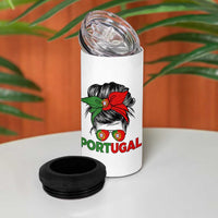 Portugal Messy Bun Girl Pride Portuguese Roots 4 in 1 Can Cooler Tumbler