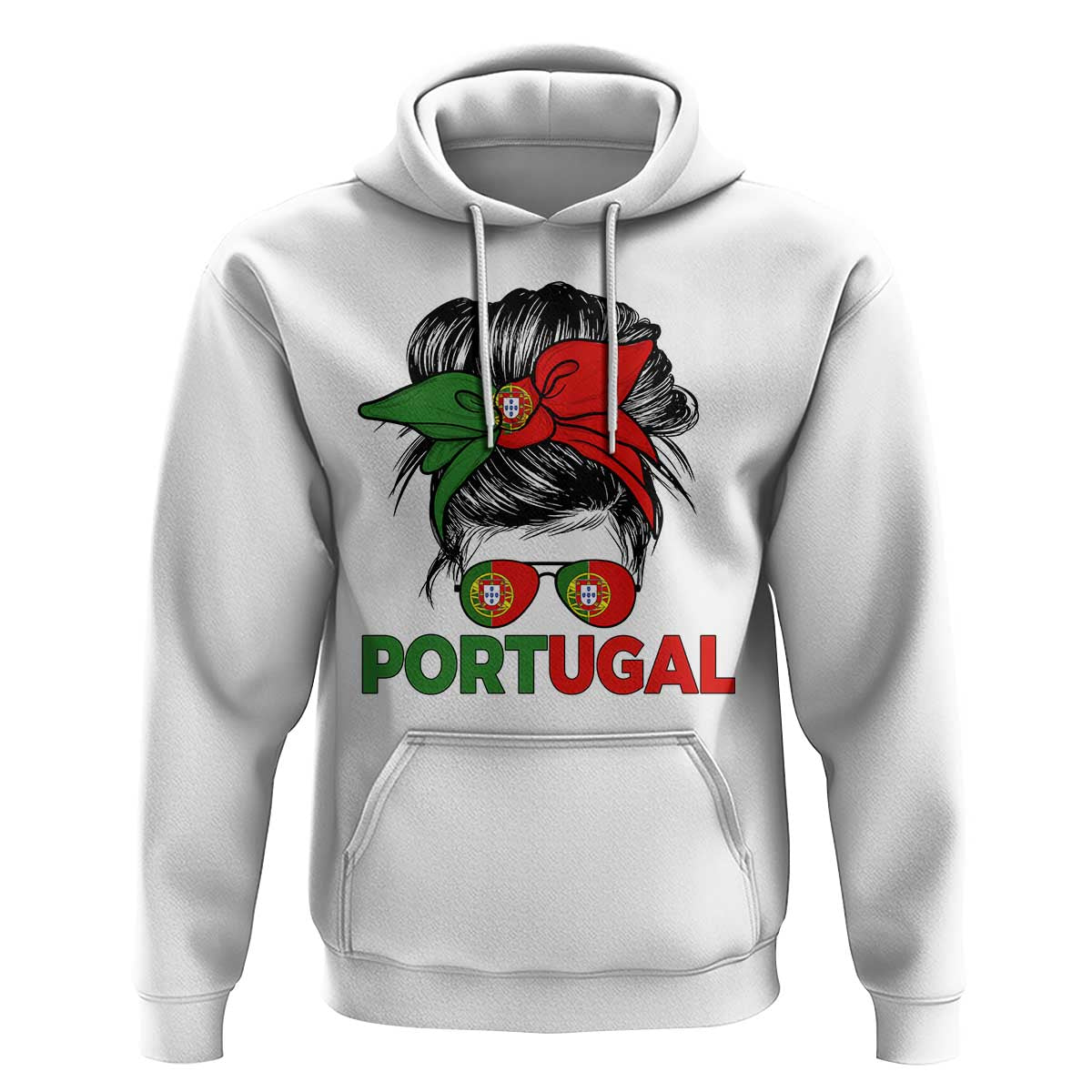 Portugal Messy Bun Girl Pride Portuguese Roots Hoodie