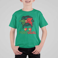 Portugal Messy Bun Girl Pride Portuguese Roots T Shirt For Kid