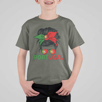 Portugal Messy Bun Girl Pride Portuguese Roots T Shirt For Kid