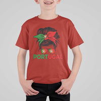 Portugal Messy Bun Girl Pride Portuguese Roots T Shirt For Kid