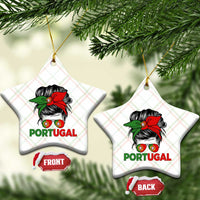 Portugal Messy Bun Girl Pride Portuguese Roots Ceramic Ornament